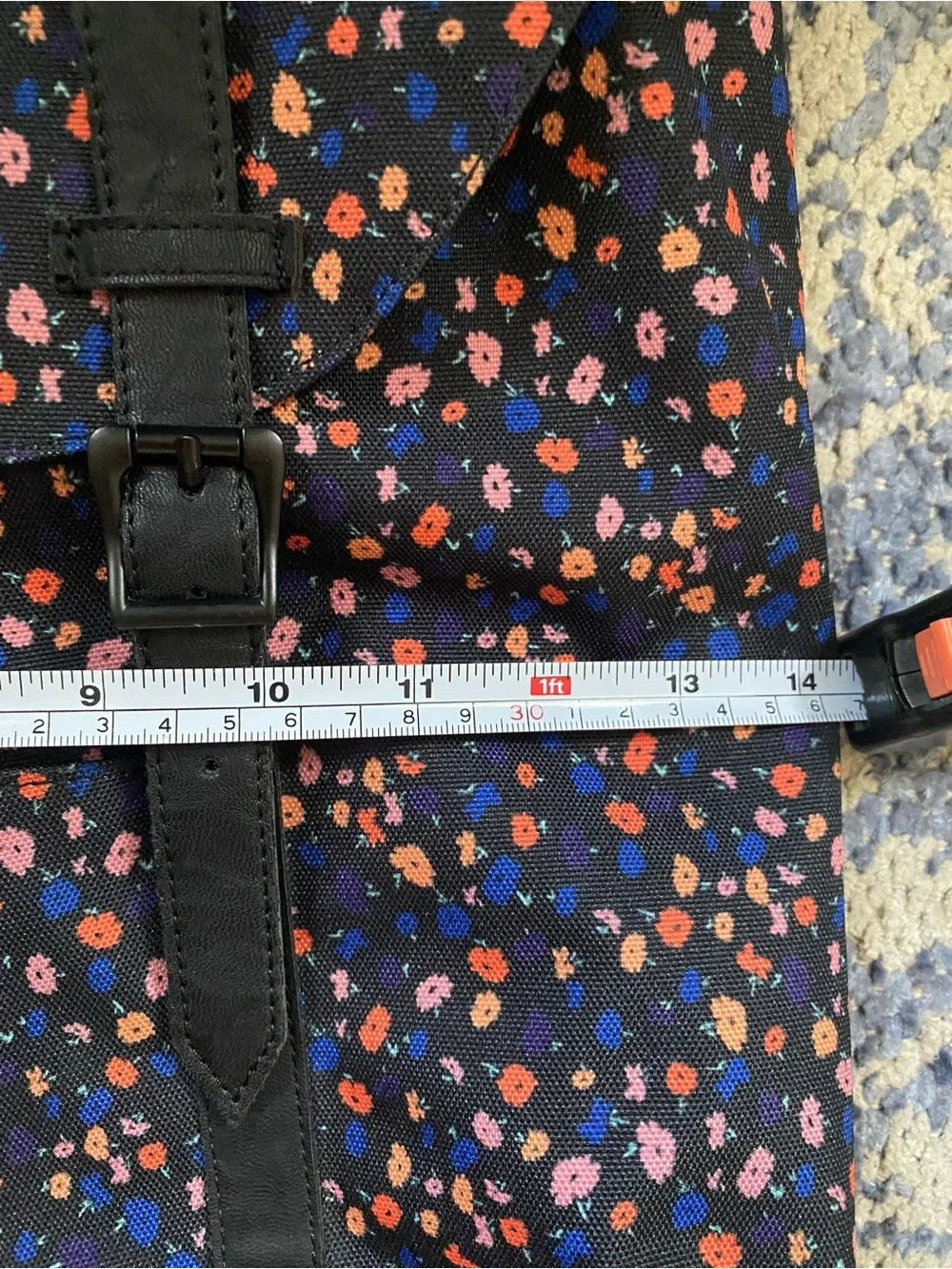 Herschel Floral Backpack in Black w/Orange & Blue Laptop School Travel